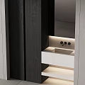 Modern Washbasin Vanity With Mirror LED Lighting And Sleek Faucet Design
