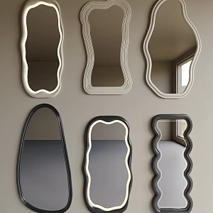 Modern cream full-length mirror floor mirror shaped mirror makeup mirror 3d model