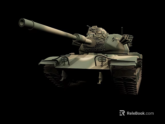 Military Tank With Long Barrel Turret And Heavy Tracks On Black Background 3d model 