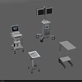 Essential Medical Devices Featuring Wheeled Carts With Screens And Adjustable Tables