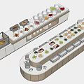 Oval And Rectangular Dining Tables With Conveyor Belts And Assorted Food Bowls