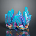 Colorful Iridescent Crystal Cluster With Pointed Tips And Orange Reflective Base