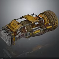 Mechanical Character With Rusty Metal Structure And Yellow Industrial Components