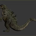 Giant Monster 3D Rendering Standing Pose Green Skin Spiked Back Sharp Claws