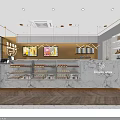 Bubble Tea Shop Interior With Marble Counter Display Case And Hanging Lights Dining Area 3d model