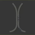Aerial View Of Tram Crossing Railway Tracks With Two Trams In Urban Scene