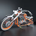 Orange And Chrome Custom Motorcycle With White Rim Wheels And Sleek Body Design