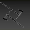 Two Black Axes as Weapons with Metal Heads and Textured Handles