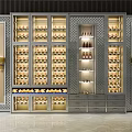 Modern Luxury Wine Cabinet With Glass Doors LED Lighting And Storage Shelves