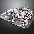 Natural Crushed Stones Pile With Irregular Shapes Against Dark Background