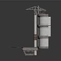 Industrial Lifting Equipment With Metal Frame Platform And Mechanical Components