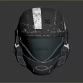 Futuristic Gray Helmet With White Stripe Transparent Visor And Design Elements 3d model