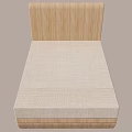 Double Bed with Wooden Headboard and Frame Light Colored Textured Mattress Simple Design