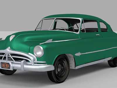 Green Classic Vintage Car Featuring Retro Body Design And Silver Trim 3d model