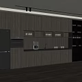 Modern Kitchen Interior With Wooden Cabinets Built-in Appliances And Soft Lighting