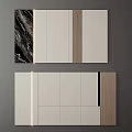 Modern Background Wall Design Featuring White Panels Wood Accents And Marble Pattern 3d model