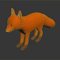 3D Designed Game Movie Character Orange Fox Standing On Dark Background With Reflection