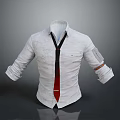 Stylish White Shirt with Black Tie Red Detail Rolled Up Cuffs and Classic Design