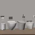 Modern Bathroom Toilet Design With White Toilets Toilet Paper Holder And Trash Can