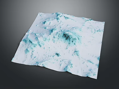 Natural Blue And White Mountain Terrain Landscape With Textured Surface 3d model