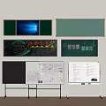 Public Educational Facilities With Green Blackboards Whiteboards And Chart Display Boards