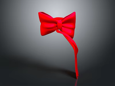 Red Silk Bow Tie For Formal Wear With Sleek Design And Smooth Texture 3d model