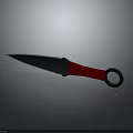 Tactical Knife With Red Handle Black Ring And Silver Blade Reflection 3d model