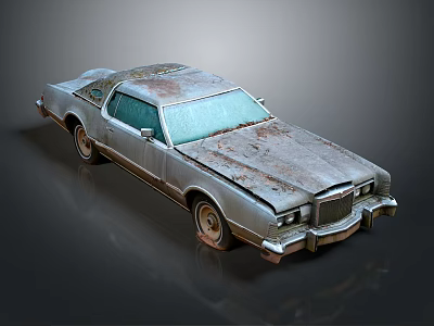 Old Rusty Vintage Car With Weathered Exterior And Rust Covered Body 3d model