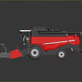 Red Combine Harvester Agricultural Machinery With Front Cutting Platform Black Top And Wheels