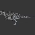 Realistic Two Velociraptors 3D Models With Striped Skin Standing On Gray Background 3d model