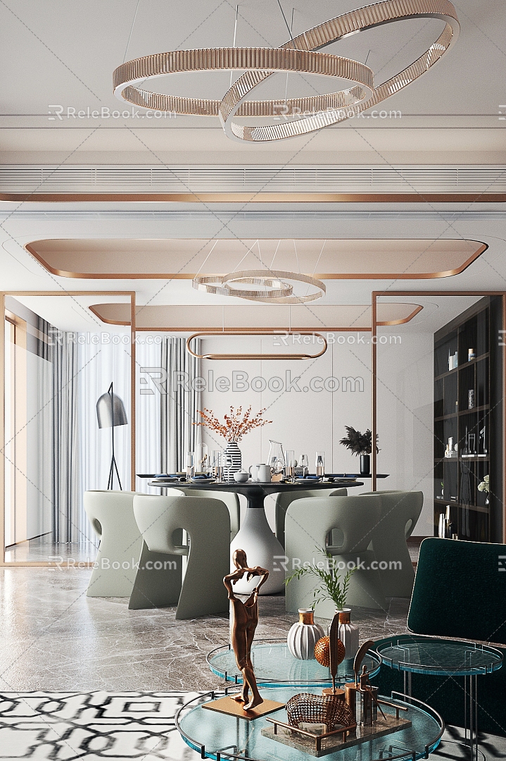 Light Luxury Restaurant Dining Table and Chair Combination model