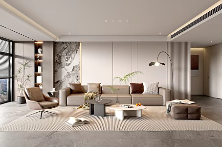 Home Living Room Living Room Simple Living Room Coffee Table Combination Coffee Table Floor Lamp Minimalist Living Room 3d model