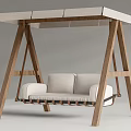 Outdoor Play Equipment Swing Set With Wooden Frame Canopy Roof And Double Seat For Kids