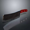 Sharp Kitchen Knife With Dark Blade Red Handle And White Dot Decorations 3d model
