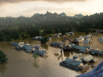 flooded villages 3d model