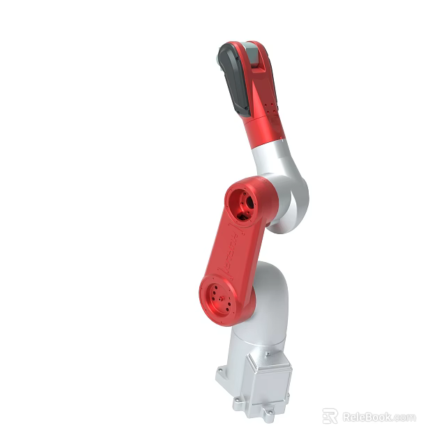 Red And Silver Robotic Arm Industrial Equipment 3d model 