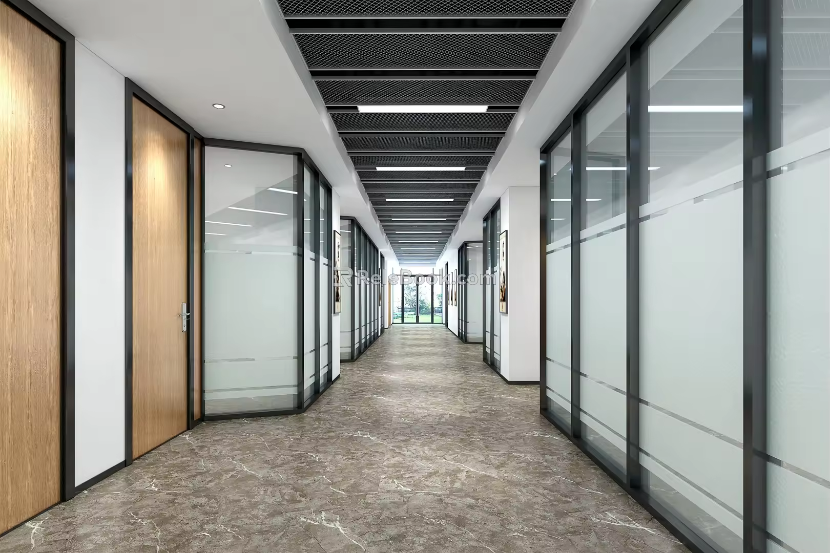 Modern corridor walkway 3d model