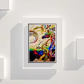 Colorful Abstract Paintings Framed on White Wall Arranged in Grid Pattern 3d model