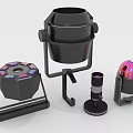 Modern Furniture Decorative Pieces With Black Metal And Colorful Geometric Lighting Accents