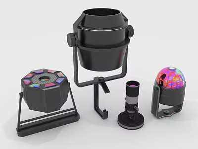 Modern Furniture Decorative Pieces With Black Metal And Colorful Geometric Lighting Accents 3d model