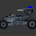 Rugged Terrain Navigation With Sci Fi Off Road Vehicle Large Tires Blue Accents