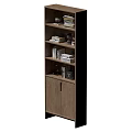Wooden Bookcase With Open Shelves And Closed Cabinet For Books And Decorative Items