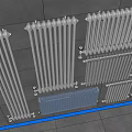 Various White Radiators Design Mounted On Grey Tile Wall With Different Styles 3d model