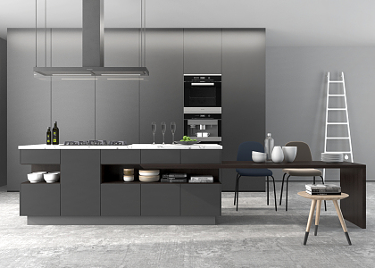 modern kitchen island open kitchenware 3d model