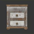 Vintage Wooden Nightstand Featuring Wooden Top Two White Drawers And Metal Handles