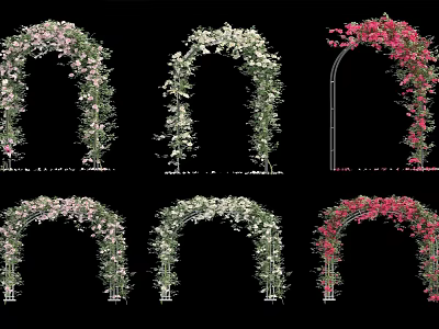 Multiple Event Flower Arch Decorative Designs With Pink White Flowers And Greenery 3d model