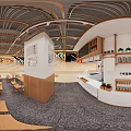 Yuji Wudi Guoguo Rice Noodles Mall Shop With Wooden Interior Tables Chairs And Wall Art