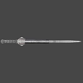 Futuristic Fantasy Sword With Blue Glowing Gem Metal Hilt Guard And Black Handle