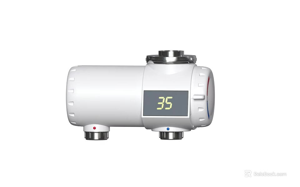 White Smart Temperature Control Faucet With Digital Display And 35 Degree Reading 3d model 