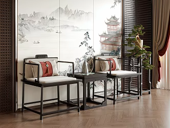 Chinese Style Single Chair Dining Chair Tea Chair Armchair Book Chair 3d model
